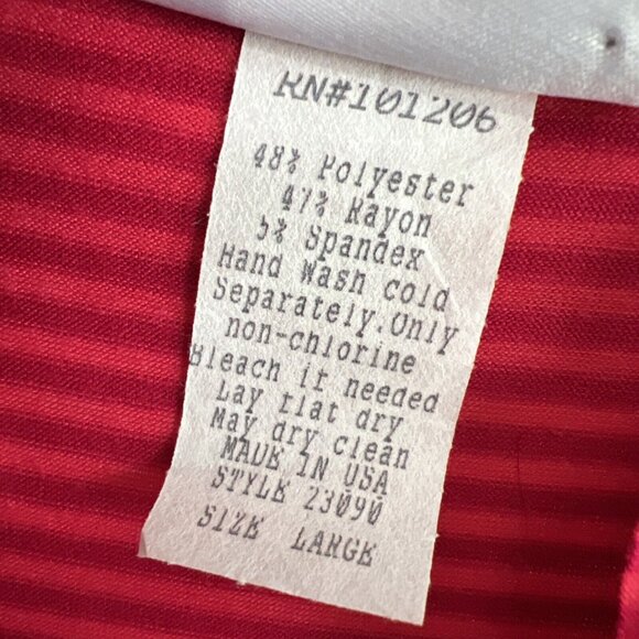 Soft Surroundings Womens Top M Red Stripe Ruffled V Neck Short Sleeve Stretch - Picture 5 of 7